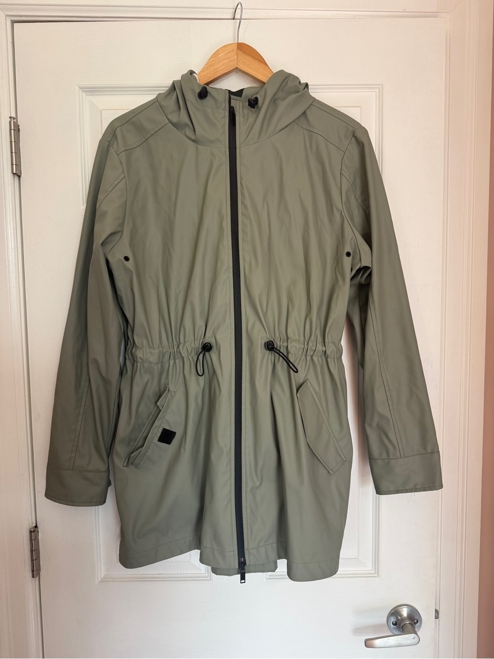 Thyme Maternity Sage Green Hooded Trench Jacket